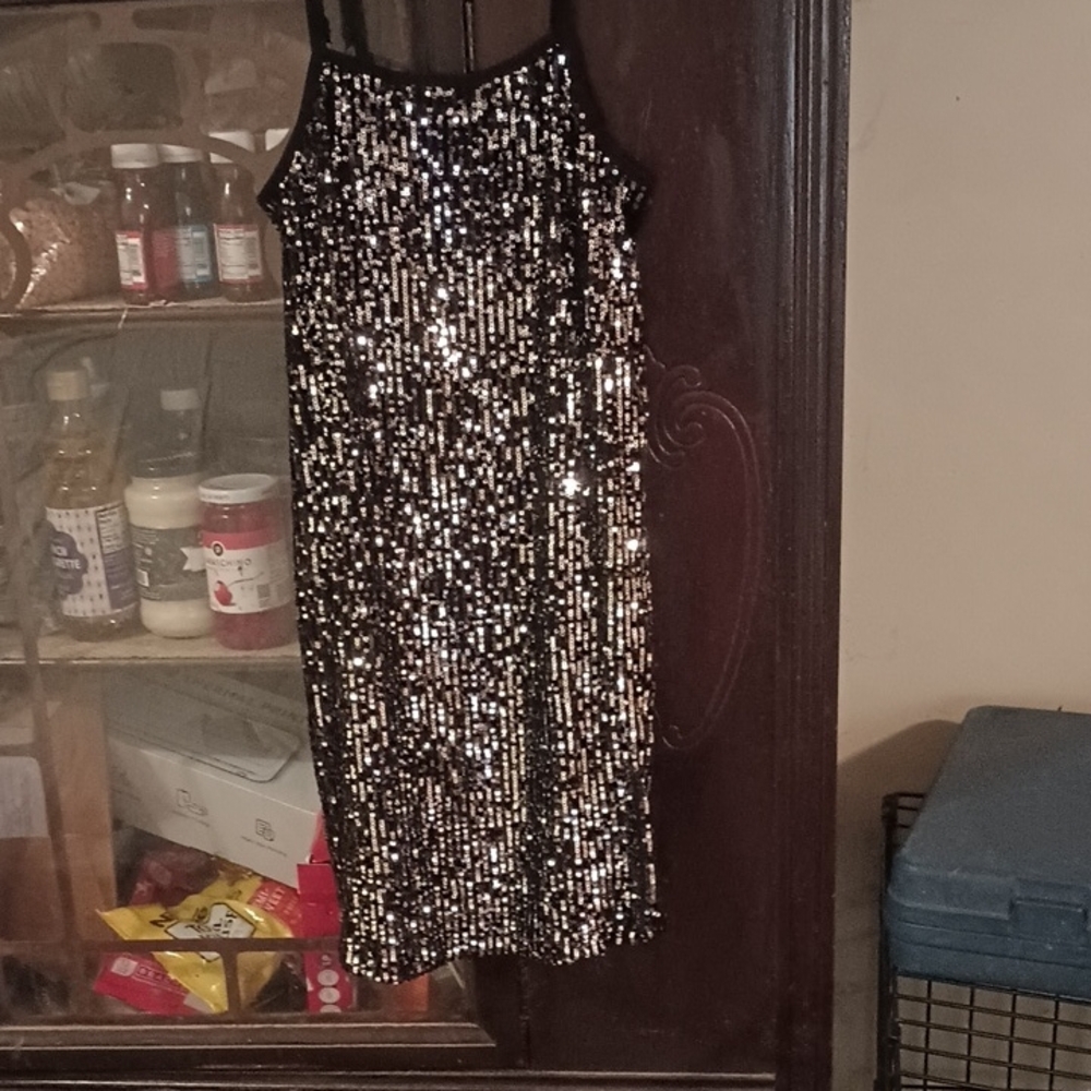 Art Class Black and Silver Sequin Top
